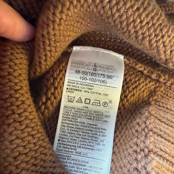 GAP NWT Linen and Cotton Blend Cardigan Sweater Women’s L in Warm Brown - Picture 6 of 7